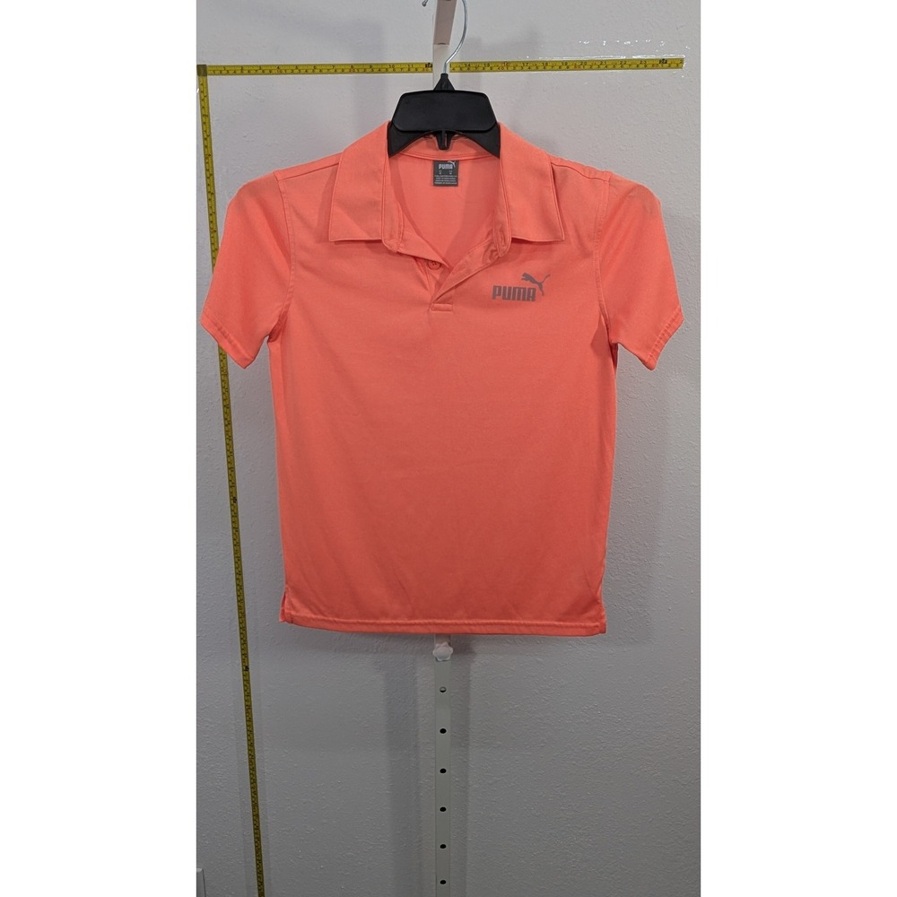 Puma Boys Polo Shirt Orange Short Sleeve Performance Golf Top Size Medium M
